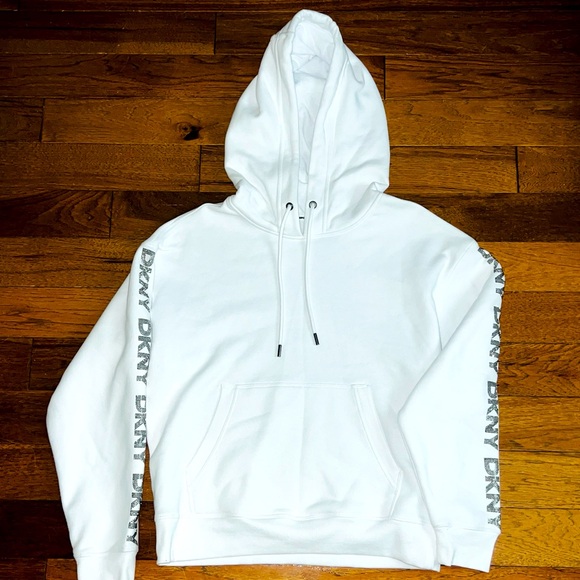 DKNY Sport Tops - DKNY Sport White Hoodie Rhinestone Sleeves